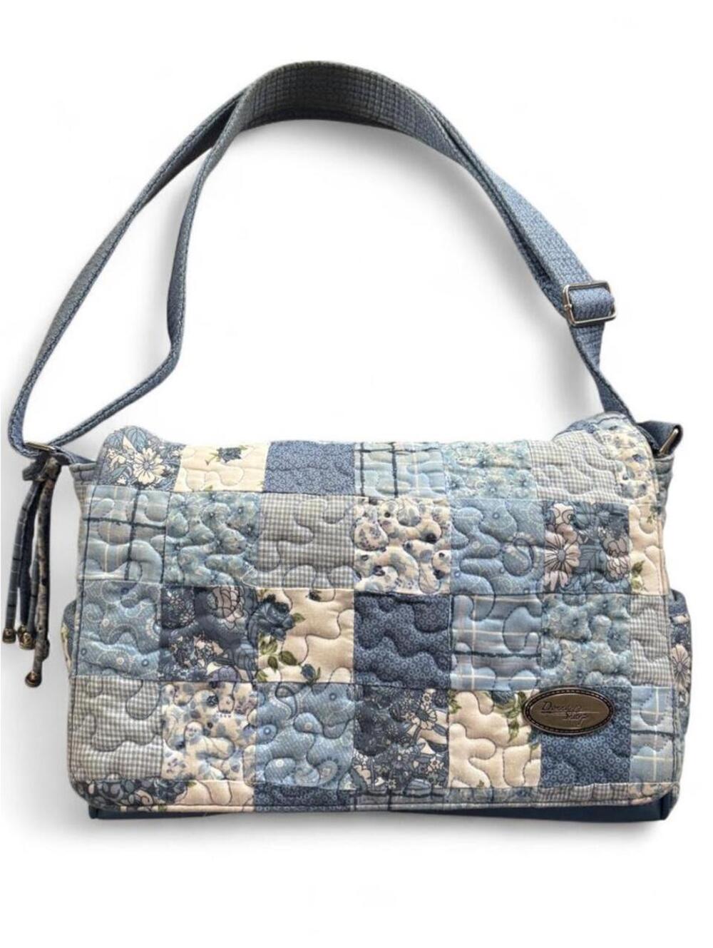 Donna Sharp Blue Patchwork Quilted Shoulder/Crossbody Bag Y2K